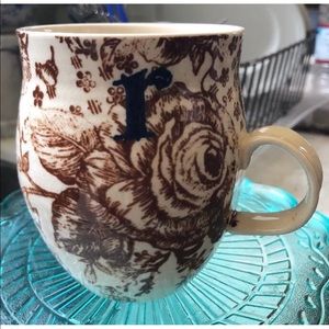 ANTHROPOLOGIE | Coffee Mug Makeup Brush Holder “R”